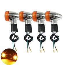 Universal 4pcs Motorcycle Turn Signals Chrome Bullet Front Rear 4PCS Amber
