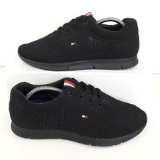 Tommy Hilfiger Mens Trainers UK 7 Triple Black Low Mesh Gym Training Shoes EU 41