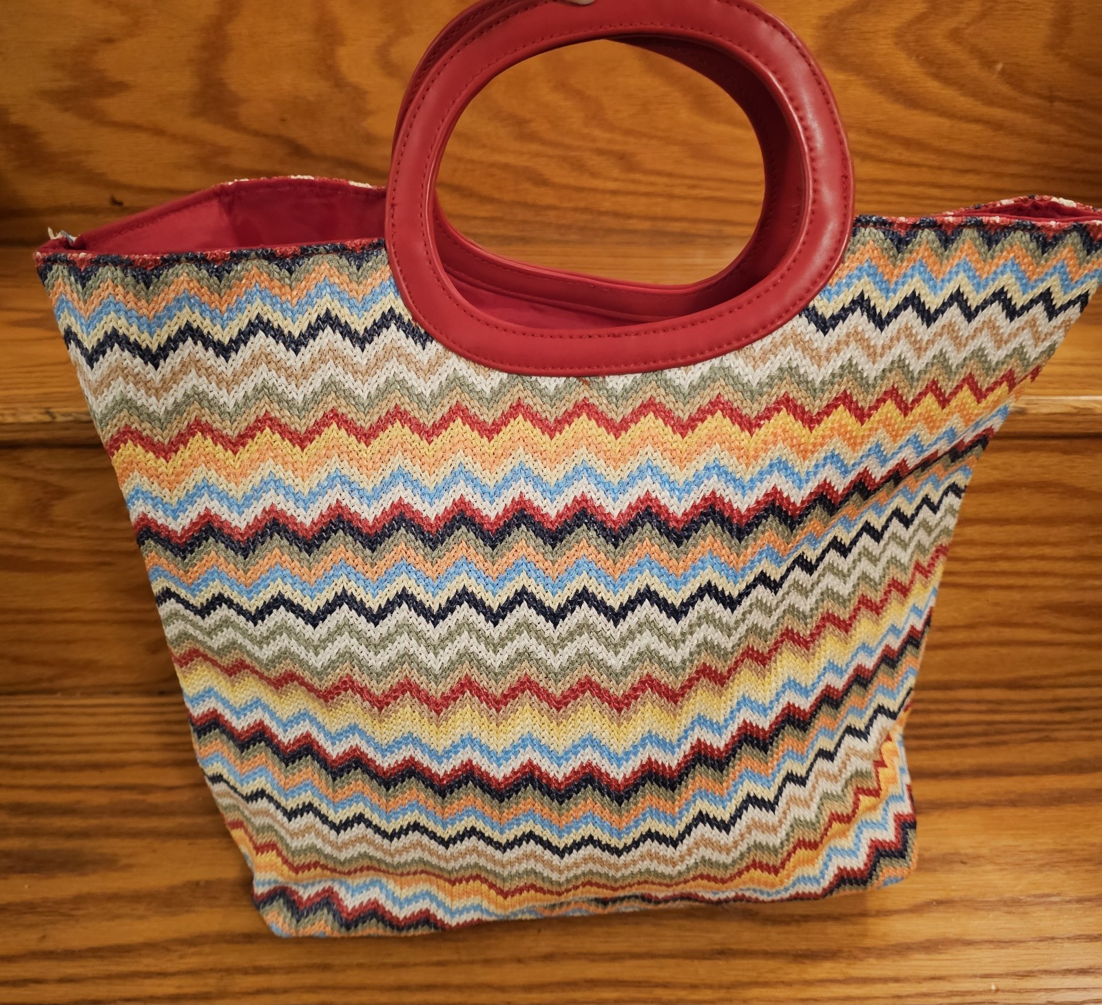 Beach Bag Chevron Pattern 2 Handle Removable Cros… - image 4