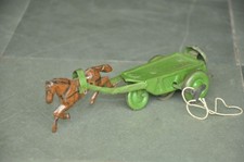 Vintage Wind Up Litho Unique Horse Cart Tin Toy, Germany