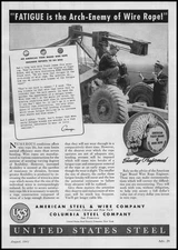 1941 US Steel American Tire Brand Wire Rope Engineer Photo Vintage Print Ad