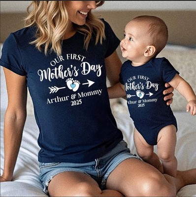 Personalised Matching Our First Mothers Day Shirt, First Mothers Day Gift