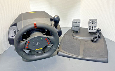 Logitech Momo Racing Force Feedback PC Racing Wheel W/ Foot Pedals Power Tested