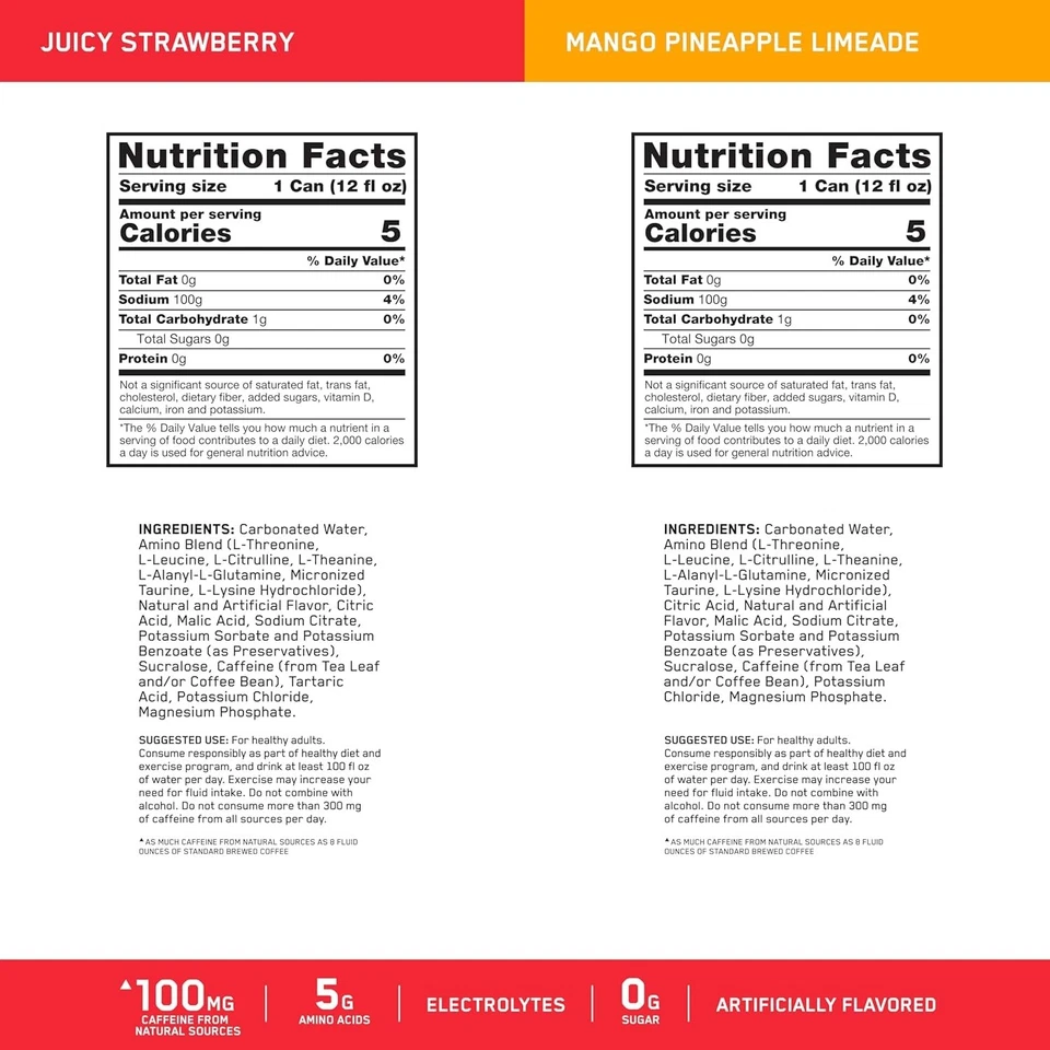 Optimum Nutrition Amino Energy газированный увлажняющий напиток электролиты кофеин... - Изображение 3 из 4