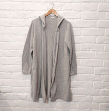 EILEEN FISHER Sweater 1X 100 Organic Cotton Long Cardigan Hoodie Open Gray