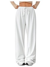 Women's Loose Wide Leg Sweatpants Elastic Drawstring Waist Casual Long Pants ...