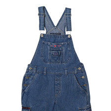 Vintage 90s BUM Equipment Cargo Overalls Womens Small Wide Leg Denim Logo EUC