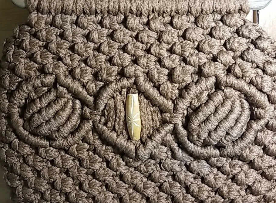 Cartera hippie boho marrón cacao cuentas macramé de colección Foto 2 de 4