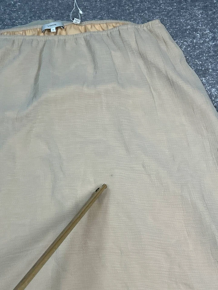 Saia Midi Vince Texturizada Dupla Camada Feminina XL Bege Algodão Forrado Fenda Lateral - Imagem 2 de 4