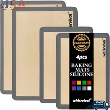 Silicone Baking Mats Non Stick Reusable Easy Clean Half Quarter Sheets Set New