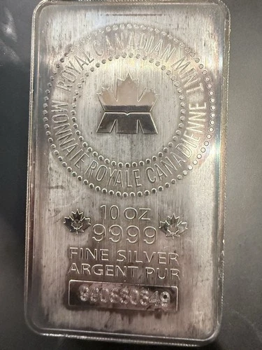 10 oz Royal Canadian Mint (RCM) .9999 Fine Silver Bar