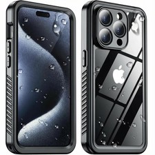 iPhone 15 Pro Waterproof Case Full Body Shockproof Cover with Built-in Screen