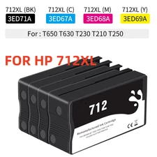 4X 712XL Ink Cartridge for HP for DesignJet T210 T230 T250 T630 T630 T650 T650