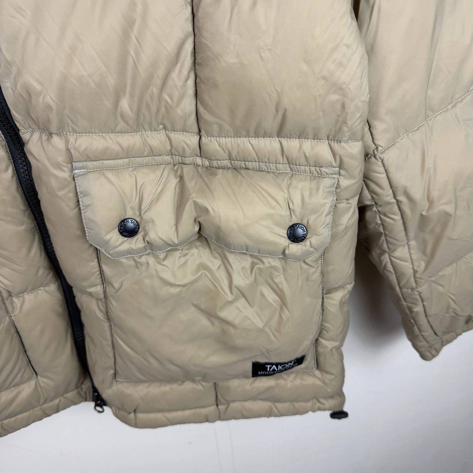 Taion Puffer Jacket Mens Medium Beige Mountain Volume Hooded Down Jacket BNWT - product detail image 8