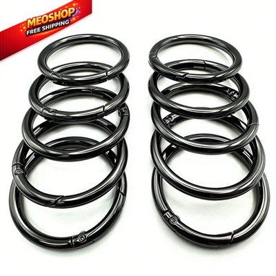 10 Pack 1.5 Inch Spring O Rings Clip, Metal Keychain Inch, Black 