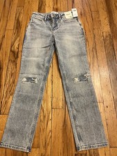 Abercrombie Fitch jeans Girls 13 14 high rise Straight Blue Stonewash kids