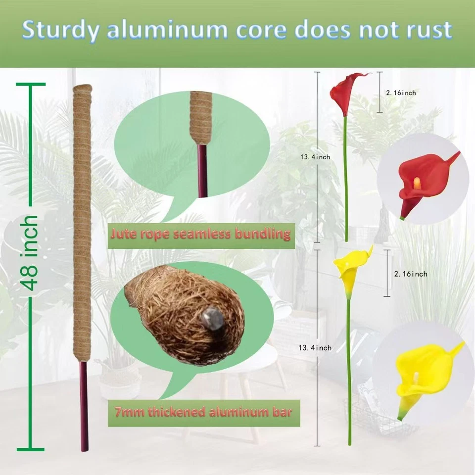2 Pk 48” Bendable Moss Pole For Monstera Plant Coir Climbing Plant Support Stick - Image 4 of 4