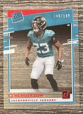 CJ Henderson 2020 Clearly Donruss Rated Rookie Red 140/199 Jaguars #RR-CH