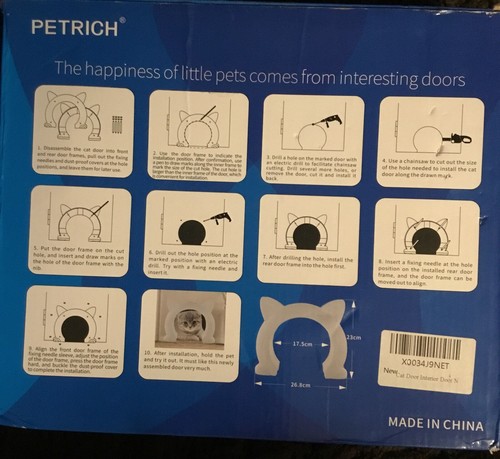 PETRICH Interior CAT DOOR ~ Black ~ Separate Dogs & Cats ~ Easy To Install ~NIB - Picture 2 of 4