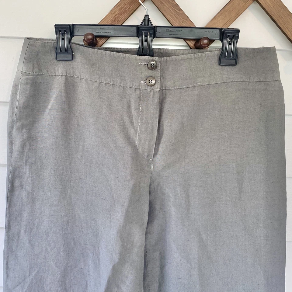 Armani Collezioni Gray Linen Wide Leg Pants Size 44/ US 8 Lightweight Summer - Image 2 of 4