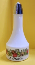 Vtg 1970s Gemco Corningware Cruet Oil Spice of Life Milk Glass 7” T X 3”