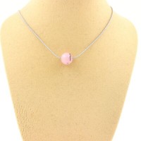 Steine Und MinéRaux. Halskette 1 Perle Opal Rosa 8 Mm. Kette Stahl Edelstahl
