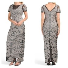 JS Collection Illusion Soutach Gown Size 10 Gunmetal Special Occasion Evening