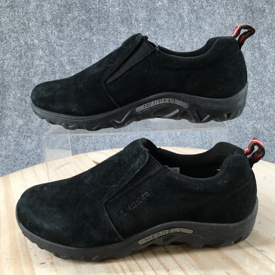 Merrell Shoes Youth 6 M Womens 7.5 Jungle Moc Kids Loafer Sneakers Black Suede - Image 2 of 4