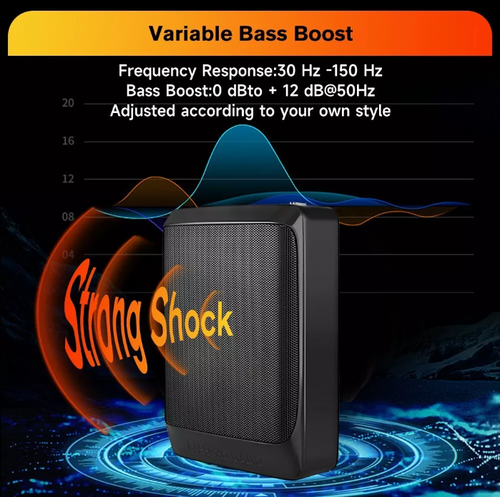 8" 200w Slim Under-Seat Active Powered Car/Truck Subwoofer Sub - Picture 4 of 8