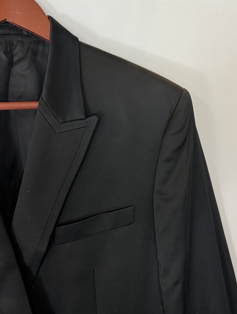 【送料&関税込】Versace Logo Patched Dinner Jacket Versace Collection Black Glitter Dinner Tuxedo Jacket Size