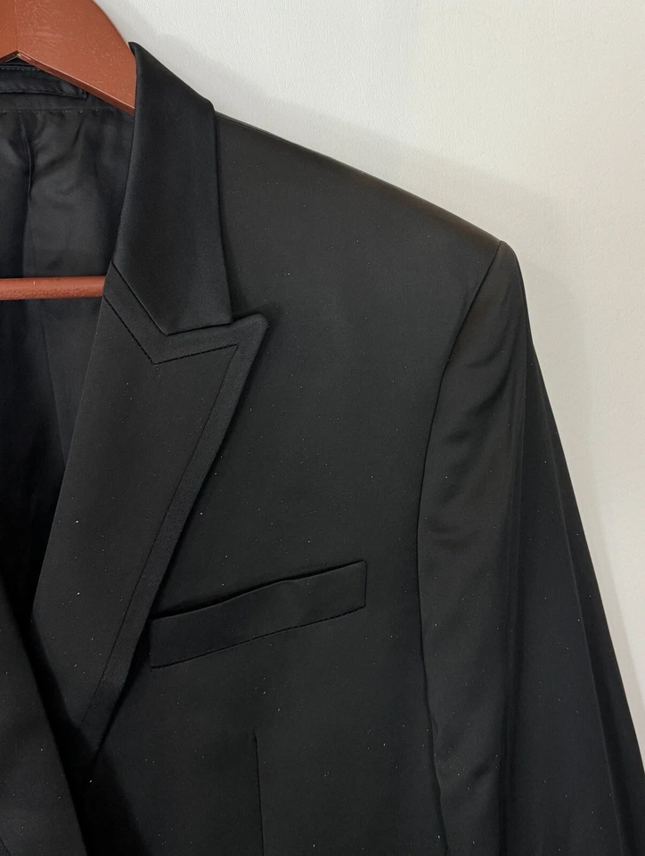 Versace Collection Black Glitter Dinner Tuxedo Jacket Size 44 L #227 - Image 3 of 4