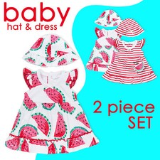 Baby Girls Dress and Hat Outfit Set Cute Watermelon Newborn 0-1 9-12 Months SALE