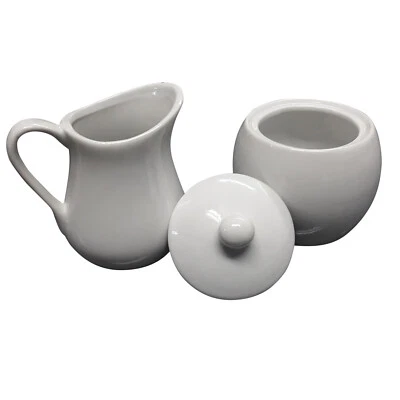 Milch und Zucker SET Milch kanne Kännchen Zuckerdose Zucker Topf Dose Kanne weiß - Bild 1 von 4