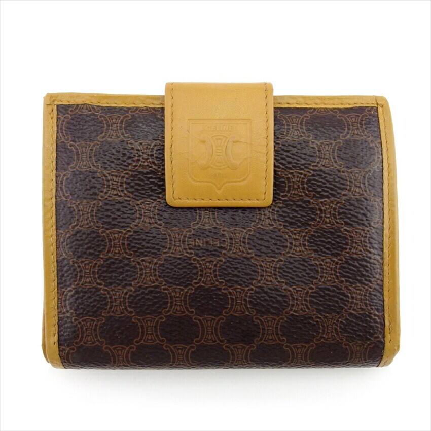 CELINE Gamaguchi Wallet Macadam Beige PVC x Leather