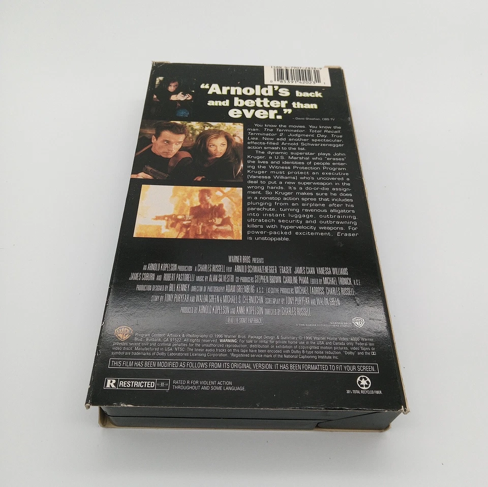 Eraser VHS 1996 Arnold Schwarzenegger Vanessa Williams James Caan - Image 2 of 3