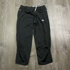 Adidas Boys Athletic Pants Active Black Drawstrings Football Crop Size M