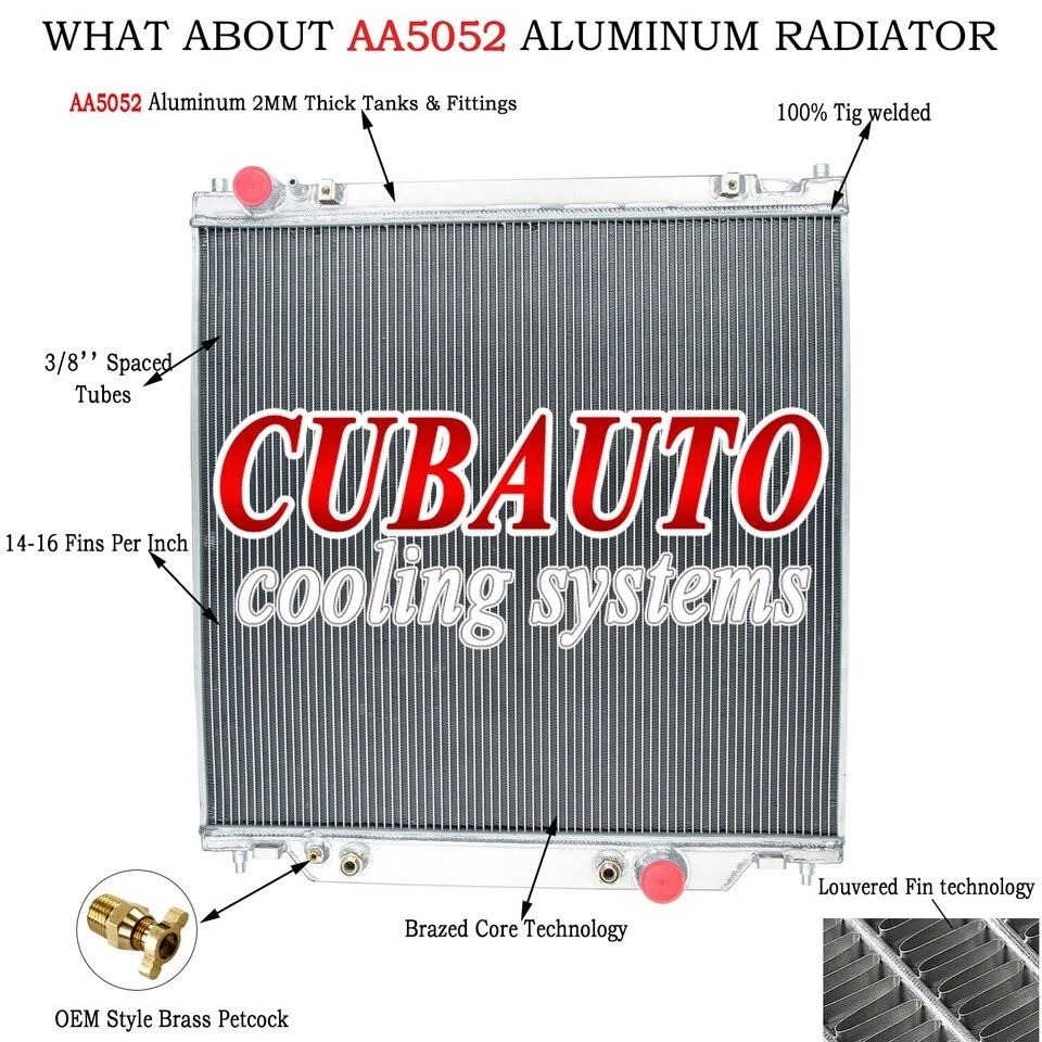 4 Row Aluminum Radiator Fits 2005-2007 Ford F550 F350 F250 Super 6.0L 6.8L F53 Foto 2 de 4