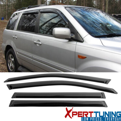 Fit 03-08 Honda Pilot Smoke Tape On Window Visor Vent Rain Guard 4PCS Acrylic