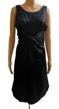 Teri Jon by Rickie Freeman Black Silk A Line Dress Formal Cocktail Size 10