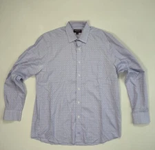 Johnston & Murphy Mens Large Button Down Shirt Purple Blue Office Modern Classic