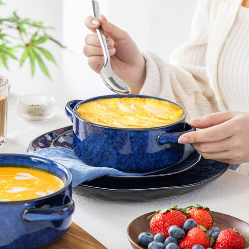 Starry Soup Bowls with Handles 30 Oz French Onion Soup Bowls Oven Safe Soup Bo - Picture 5 of 8