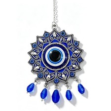 Blue Evil Eye Wall Hanging Decor, Good Luck Charm for Home, Turkish Nazar Spi...
