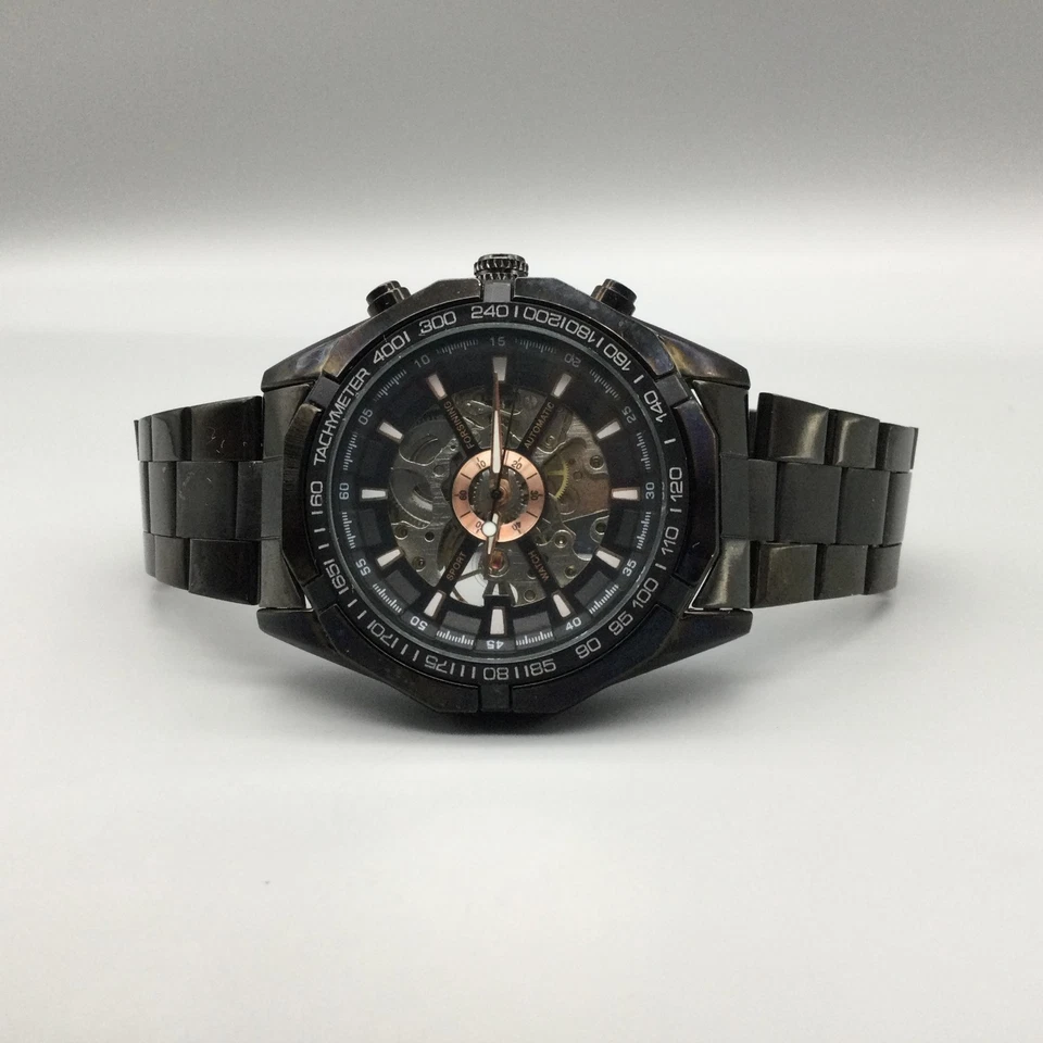 Reloj Deportivo Forsining Hombre 46mm Negro Taquímetro Esqueleto Automático 8.5" Foto 4 de 4