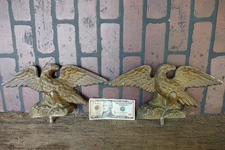 antique matching pair cast iron gold eagles 14 inch wingspan heavy duty
