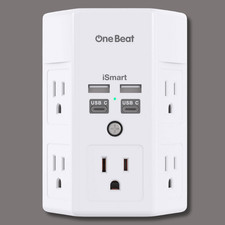 5 Outlet Extender Surge Protector Multi Plug Wall Adapter USB Charger Ports with
