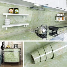 15.8X197 Green Marble Paper Peel and Stick Kitchen Countertop Adhesive Waterp...