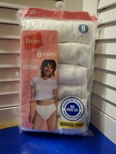 VTG Hanes Her Way White Cotton Hi-Cut Panties Size 8 6 Pack NOS Sealed 2000s