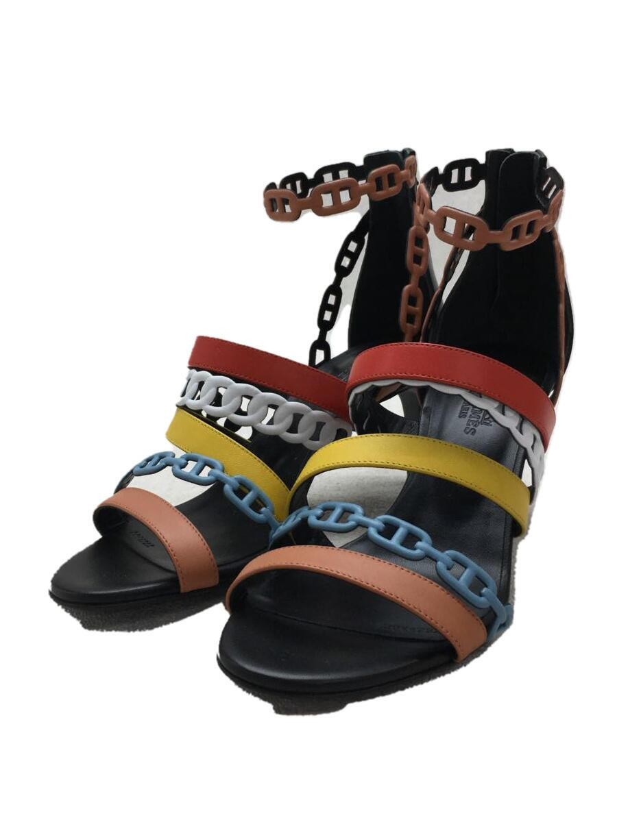 Authentic HERMES Stiletto Heel Sandal Chaine d'Ancre EU 36.5 Multicolor F/S Used