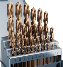 Cobalt Drill Bit Set, 29Pcs M35 High Speed Steel Bits for Hardened Metals, St...