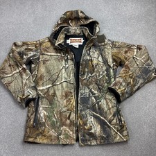 RealTree Jacket Adult Large Brown Workwear Hood Hunting Camo Rain Coat Mens*